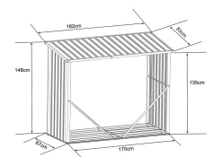 Abrigo para lenha metal aço galvanizado 2,23 m3 C182 x L83 x A148 cm DERWOOD