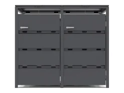 Abrigo para lixo em aço galvanizado cinza antracite 2 contentores 132x80x116 240L LOKAFA
