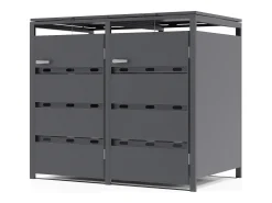 Abrigo para lixo em aço galvanizado cinza antracite 2 contentores 132x80x116 240L LOKAFA