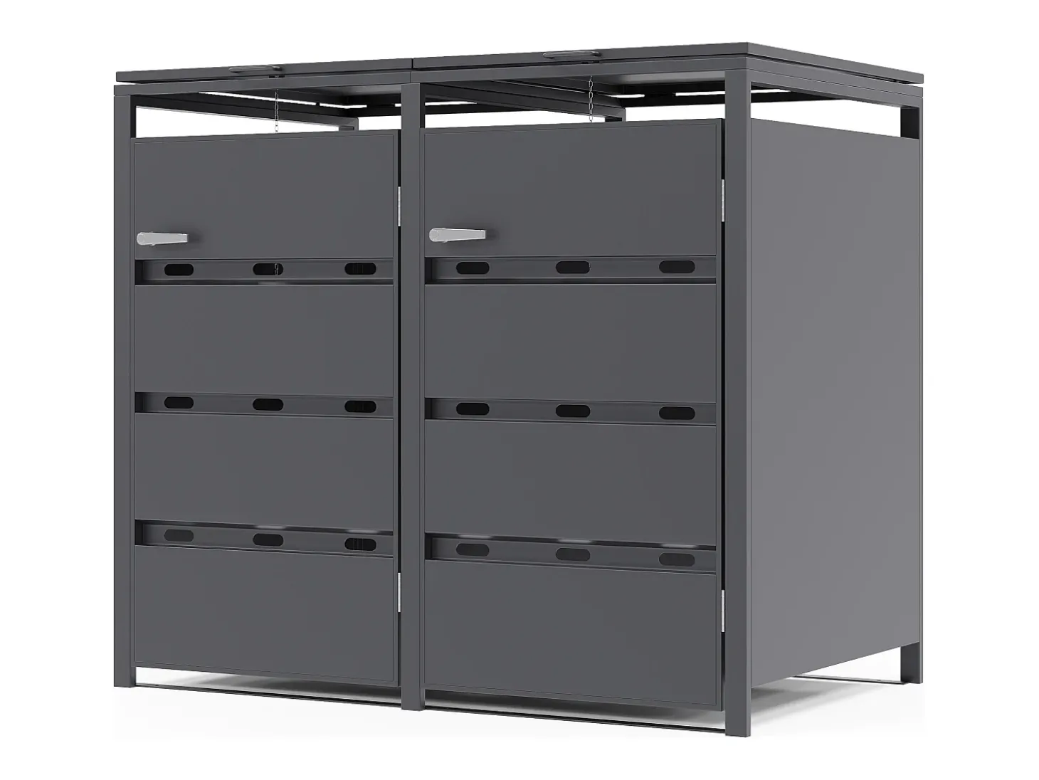 Abrigo para lixo em aço galvanizado cinza antracite 2 contentores 132x80x116 240L LOKAFA