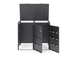 Abrigo para lixo em aço galvanizado cinza antracite 2 contentores 132x80x116 240L LOKAFA