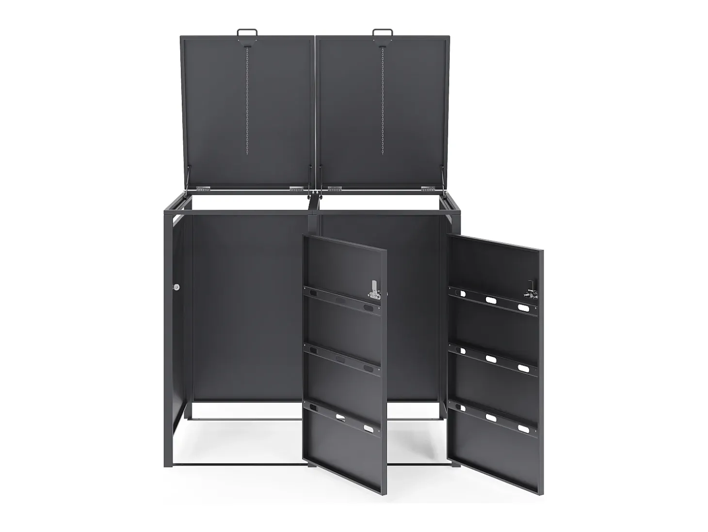 Abrigo para lixo em aço galvanizado cinza antracite 2 contentores 132x80x116 240L LOKAFA