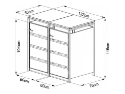 Abrigo para lixo em aço galvanizado cinza antracite 2 contentores 132x80x116 240L LOKAFA