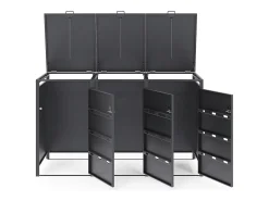 Abrigo para lixo em aço galvanizado cinza antracite 3 contentores 200x80x116 240L LOKAFA