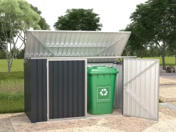 Abrigo para três caixotes do lixo em aço galvanizado antracite, C237 x L101 x A131 cm ILARIO