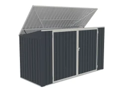 Abrigo para três caixotes do lixo em aço galvanizado antracite, C237 x L101 x A131 cm ILARIO