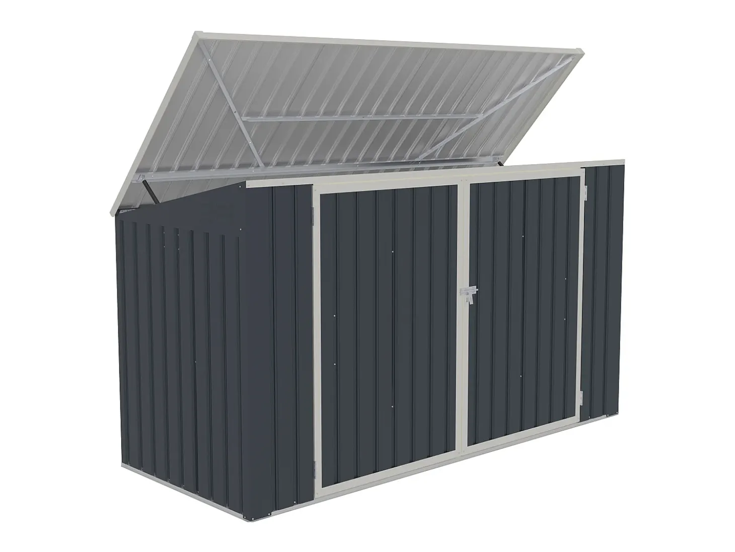 Abrigo para três caixotes do lixo em aço galvanizado antracite, C237 x L101 x A131 cm ILARIO