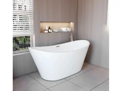 AICA Banheiras de ilha acrílico luxuosa e durável,1500x720x650mm, estilo oval, branca, inclui mangueira + dreno