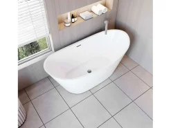 AICA Banheiras de ilha acrílico luxuosa e durável,1500x720x650mm, estilo oval, branca, inclui mangueira + dreno