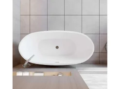 AICA Banheiras de ilha acrílico luxuosa e durável,1500x720x650mm, estilo oval, branca, inclui mangueira + dreno