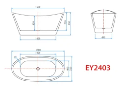 AICA Banheiras de ilha acrílico luxuosa e durável,1500x720x650mm, estilo oval, branca, inclui mangueira + dreno