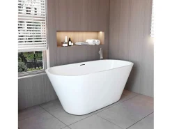 AICA Banheiras de ilha oval em acrílico,1500x700x580mm, branca, inclui mangueira + ralo