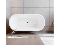 AICA Banheiras de ilha oval em acrílico,1500x700x580mm, branca, inclui mangueira + ralo