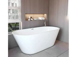 AICA Banheiras de ilha oval em acrílico,1700x800x580mm, branca, inclui mangueira + ralo