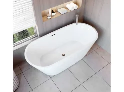 AICA Banheiras de ilha oval em acrílico,1700x800x580mm, branca, inclui mangueira + ralo