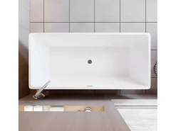 AICA Banheiras de ilha retangular em acrílico, 1700x800x580mm, branca, inclui mangueira + ralo