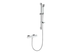 AICA Chrome Round Bar Chuveiro com chuveiro de mão quadrado e rack de sabão