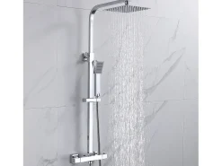 Aica coluna de chuveiro com termostato 38℃ termostática anti-queimadura em aço inoxidável 80-120cm