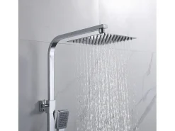 Aica coluna de chuveiro termostática 38℃ quadrada prata termostática chuveiro de aço inoxidável 80-120cm