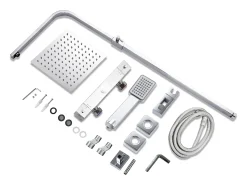 Aica coluna de chuveiro termostático prata termostática com chuveiro superior e trilho 768-1200mm quadrado
