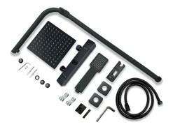AICA coluna de chuveiro termostática preto fosco, chuveiro quadrado e chuveiro superior grande