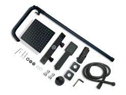 Aica termostática coluna de chuveiro termostático preto fosco 768-1200mm com chuveiro de topo quadrado para banheiro