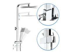 Aica termostática prata quadrada coluna de chuveiro termostática chuveiro de aço inoxidável com barra de aço inoxidável
