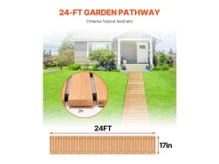 Alameda de Jardim SucceBuy, Direita em Madeira, 7,3 m x 43 cm, Extensível, Fabricado em Cedro Tratado sob Pressão, Terraços ou Durante Reuniões