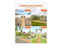 Alameda de Jardim SucceBuy, Direita em Madeira, 7,3 m x 43 cm, Extensível, Fabricado em Cedro Tratado sob Pressão, Terraços ou Durante Reuniões