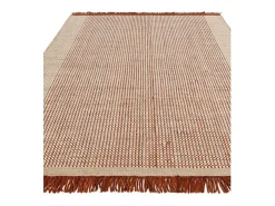 Alfombra tecida à mão, 100% lã - 160x230cm - laranja, creme, branco - Avalon