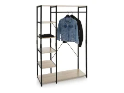 Aliaj Open Dresser Room 5 Prateleiras 1 Bar Carvalho Preto Claro 100x169 cm