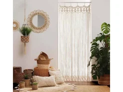 Almofada Decorativa Macramé "Macralina" 30x50cm Bege com Franjas