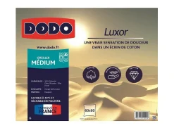 Almofada LUXOR 60x60 cm Efeito Penas Uni DODO - Algodão Percal - Conforto Médio - Têxtil Oeko-Tex
