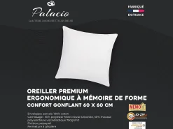 Almofada memória de forma memofill 60 x 60 cm. Percal 91 fios/cm² - 750 g branco - AUXENCE