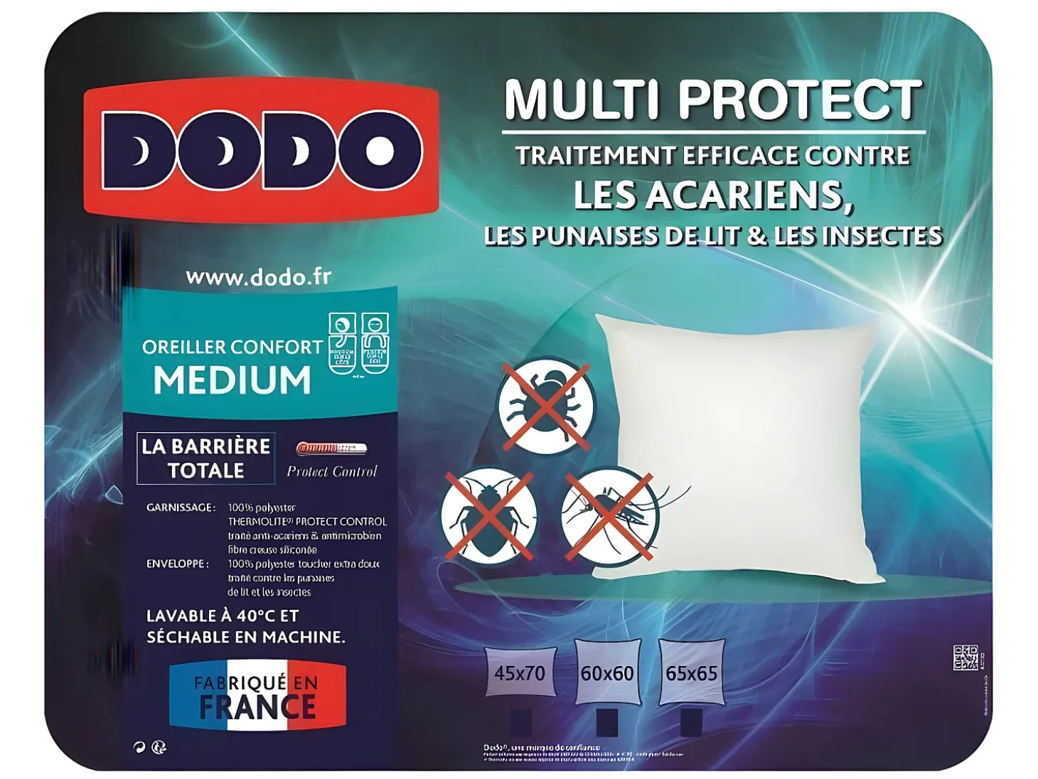 Almofada MULTIPROTECT - 65 x 65 cm DODO Confort Médium