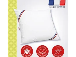 Almofada Penas de Ganso MORZINE Antiácaros 65x65cm Branco Conforto Médio