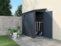 Anexo de jardim em resina encostado cinza antracite 2,09 m² ALBERTO