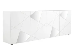 Aparador - 4 portas e 4 prateleiras - Cor: lacado a branco - CANTIANO