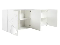 Aparador - 4 portas e 4 prateleiras - Cor: lacado a branco - CANTIANO
