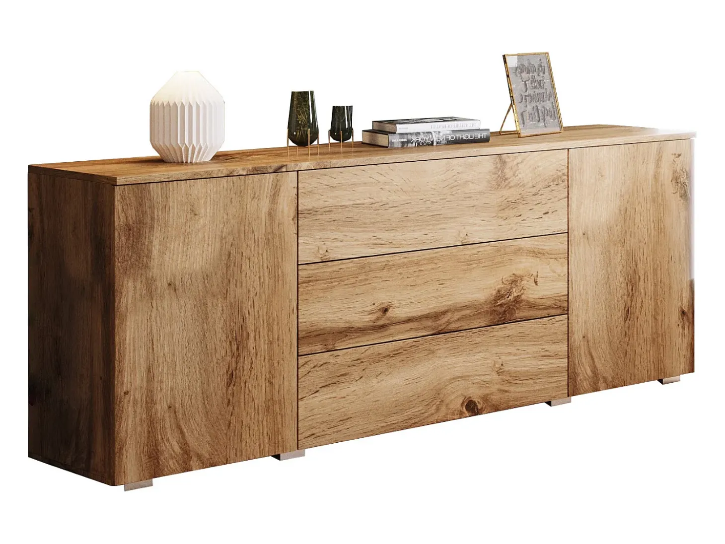 Aparador 150 cm mate para sala – moderno com gavetas e portas carvalho wotan