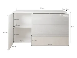 Aparador 110 cm mate para sala – moderno com 3 gavetas e 1 porta carvalho wotan
