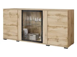 Aparador 150 cm para sala – vitrine moderna com vidro, mate wotan