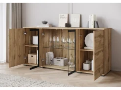 Aparador 150 cm para sala – vitrine moderna com vidro, mate wotan