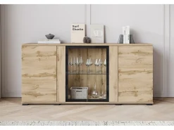Aparador 150 cm para sala – vitrine moderna com vidro, mate wotan