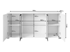 Aparador 150 cm para sala – vitrine moderna com vidro, mate wotan