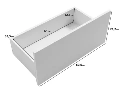 Aparador 150 cm para sala – vitrine moderna com vidros e gavetas corpo branco mate e frentes branco brilho