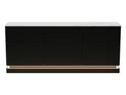 Aparador 3 portas com LEDs em MDF preto e efeito mármore branco DEVIKA de Pascal MORABITO