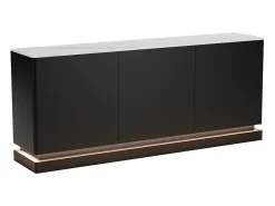Aparador 3 portas com LEDs em MDF preto e efeito mármore branco DEVIKA de Pascal MORABITO