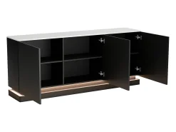 Aparador 3 portas com LEDs em MDF preto e efeito mármore branco DEVIKA de Pascal MORABITO