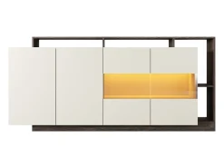 Aparador 4 portas e 4 nichos com LEDs - Bege e Natural escuro - IDESIA